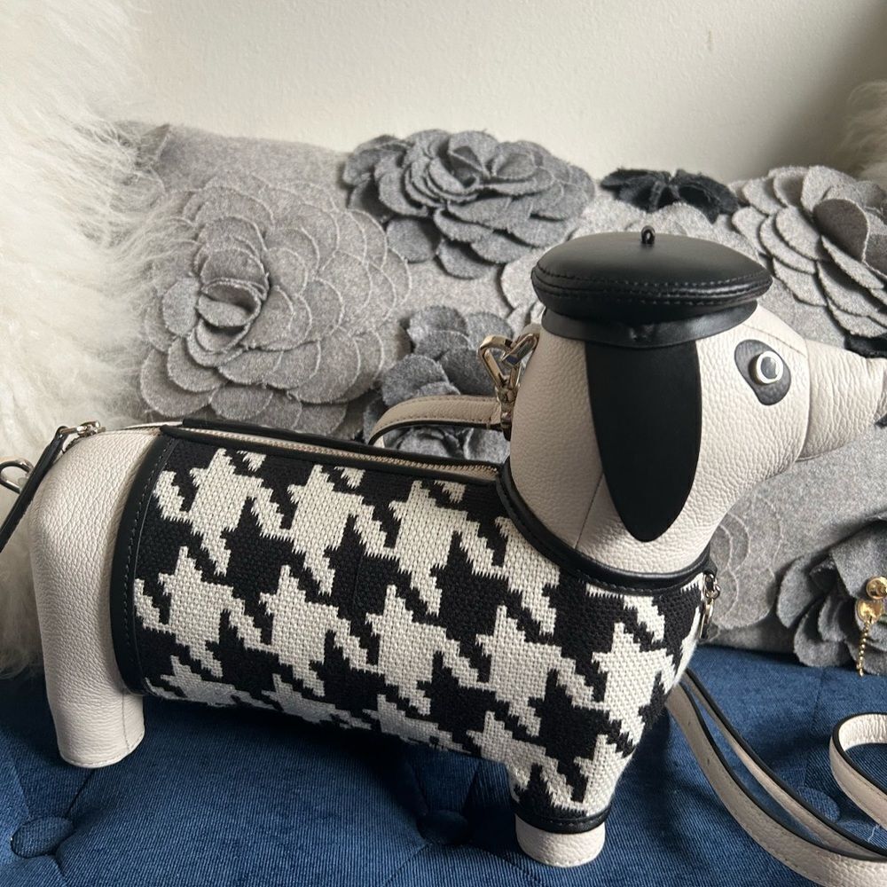 KATE SPADE CLAUDE DACHSHUND HOUNDSTOOTH CROSSBODY NWT - Picture 4 of 5